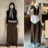Pantalones de Cuadros Color Café de Pierna Ancha para Mujer, Nuevo Estilo Primavera y Otoño 2025, de Tiro Alto, Holgados, Casuales, con Caída, Pantalones Rectos de Alta Gama
