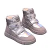 Botas de neve para meninas, novo estilo de inverno 2026, botas infantis impermeáveis, sapatos grandes de algodão, botinhas para estudantes, sapatos de algodão infantis de tamanho médio e grande
