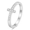 Anillo de Cruz Minimalista y Personalizado Transfronterizo Europeo y Americano de Acero Inoxidable y Acero de Titanio de 7 mm con Diamantes, Joyería Elegante y Versátil de Gran Venta