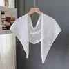 Chal de punto de color sólido suave de venta caliente estilo coreano para mujer, moda primavera verano, bufanda triangular delgada versátil con diseño de rombos calados