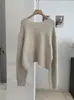 KEKEZOON Estilo Coreano Sencillo Versátil Otoño Invierno Cuello Redondo Color Sólido Suéter de Punto Manga Larga para Mujer 9350