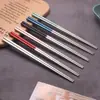 Palillos de acero inoxidable 304 con pintura galvanizada en titanio sin soldadura vajilla palillos pulido espejo vajilla portátil con vajilla palillos