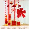 Decoração de Casamento Tira Longa Caractere Xi Flor Puxada Decoração Suspensa Arranjo do Quarto de Casamento Quadrado Masculino e Feminino Teto de Fundo de Casa Nova Pingente Suspense