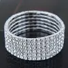 Pulsera elástica de pedrería estilo coreano moderna dulce metal incrustado de diamantes accesorios de novia pulsera de diamantes completos para mujer transfronteriza nuevo