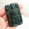 Pingente de jade Hetian colar masculino Guan Gong marca dragão de jade tinta pingente Hetian jade Guanyin Buda atacado