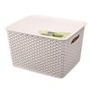 Cesta de Almacenamiento de Ratán con Tapa Caja Organizadora Grande Marco de Almacenamiento Rectangular Cesta de Almacenamiento para Juguetes 9009
