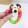 Diadema de Cabeza de Perro Linda de Dibujos Animados Nueva Cuerda Trenzada Arcoíris Hecha a Mano Adorno para el Cabello Niñas Banda de Goma Grande
