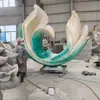 Oficina de Ventas Escultura de Flor de Acero Inoxidable Césped Exterior Pétalos Ramo Instalación Artística Adorno de Escultura Metálica Personalizado
