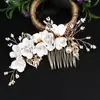 Pente de Grampo Europeu com Folha de Ouro Acessórios de Cabelo Nova Coroa de Noiva Acessórios de Cabelo Grampo de Flor Acessórios de Cabelo Acessórios de Noiva