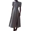 Verano 2025 Nuevo Europeo y Americano Amazon Exportación Transfronteriza para Mujer Cuello Redondo Cintura Simple Casual Falda Larga