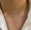 Colar com Pingente Quadrado Pequeno de Zircônia Açucarada Banhado a Prata S925 Ouro 18K Corrente de Clavícula Distintiva de Diamante Feminina Luxo Leve de Alta Qualidade