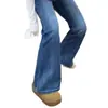 Calça Jeans Stretch Retrô Plus Size Feminina Primavera e Verão para Meninas Cheinhas Shape Pera Cintura Alta Emagrecedora Reta Calça Ferradura