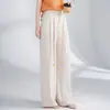 Pantalones de Pierna Ancha Versátiles de Moda Amarillos Estilo Perezoso para Mujer, Delgados de Verano de Cintura Alta, Casual con Caída, Pantalones Yamamoto