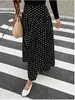 Falda midi de lunares de cintura alta para mujer, falda de línea A, adelgazante, que cubre la cadera, falda casual y versátil