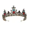 Tiara Rainha Real Vintage com Cristais Coloridos Coroa de Liga Metálica Banhada a Ouro para Casamentos Aniversários e Ocasiões Especiais O acessório perfeito para noivas rainhas e eventos festivos com deslumbrantes pedras vermelhas e coloridas