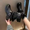Botines cortos súper populares para mujer 2026 primavera/otoño nuevos botines de media caña con tacón alto grueso, botas de moda tipo jinete adelgazantes
