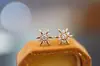 Pendientes de Estrella de Seis Puntas de Plata Pura S925 de Art Source, Lujo Ligero, Gama Alta, Pendientes Elegantes para el Trabajo, Modernos y a la Moda