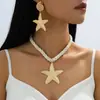 Pendientes Asimétricos de Estilo Marino Versátil Personalidad de Moda Europea y Americana Transfronterizos Set de Collar de Cuerda Gruesa Ropa de Playa para Vacaciones