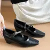 Tendencia Temperamento Versátil Aumentador de Altura Estatura Baja Mary Jane Zapatos de una Sola Hebilla Estilo Coreano Combinar con Faldas Boca Baja Viaje Diario Tacones Altos Mujer
