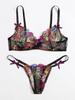 Amazon transfronterizo 2021 ropa interior sexy para mujer sujetador de malla transparente bordado hueco conjunto de sujetador sexy en stock