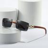 Gafas de Sol Cuadradas Sin Marco con Borde Cortado tipo Cuerno Europeas y Americanas de Moda para Hombres Gafas de Sol Personalizadas con Grano de Madera para Mujeres