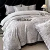 Algodón Agradable para la Piel Jacquard Tejido de Color Juego de Cama de Cuatro Piezas Funda de Edredón de Algodón Puro Funda de Almohada Sábana Plana Sábana Ajustable Juego Doble para el Hogar de Cuatro Estaciones