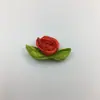 En stock 3 puntos cinta con hojas Rosa flor pequeña Accesorios DIY lazo de cinta Hoja Verde pequeña Rosa Al por mayor