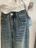 KEKEZOON Jeans Azules Lavados Desgastados Rasgados para Mujer Otoño Sueltos de Pierna Ancha Adelgazantes Pantalones Largos 9203