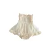 Roupas de Verão para Bebê, Macacão Vestido de Renda, Vestido Princesa Floral Estiloso, Roupa de Peça Única para Banquete de 100 Dias de Bebê Menina