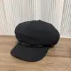 Moda Otoño e Invierno Cinturón de Cuero de Lana Decoración Gorra Octagonal para Mujer Gorra de Periodista Retro Británica Temperamento Gorra Cálida de Pico de Pato Moderna