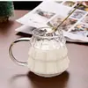 Taza transparente con asa, taza de piñones, alto borosilicato, para el hogar, leche, taza de Navidad, vidrio transparente, café, americano, taza de latte
