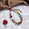 Duobao 18 Sementes Enfeites Pendurados Corrente para Celular Pingente Bodhi Branco Pulseira de 18 Sementes Pulseira Contas de Buda Cinábrio Portátil Presente
