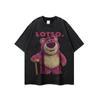 Camiseta de manga corta desgastada lavada de estilo hip hop de High Street de estilo americano, de gran tamaño, holgada, de media manga para hombres y mujeres.
