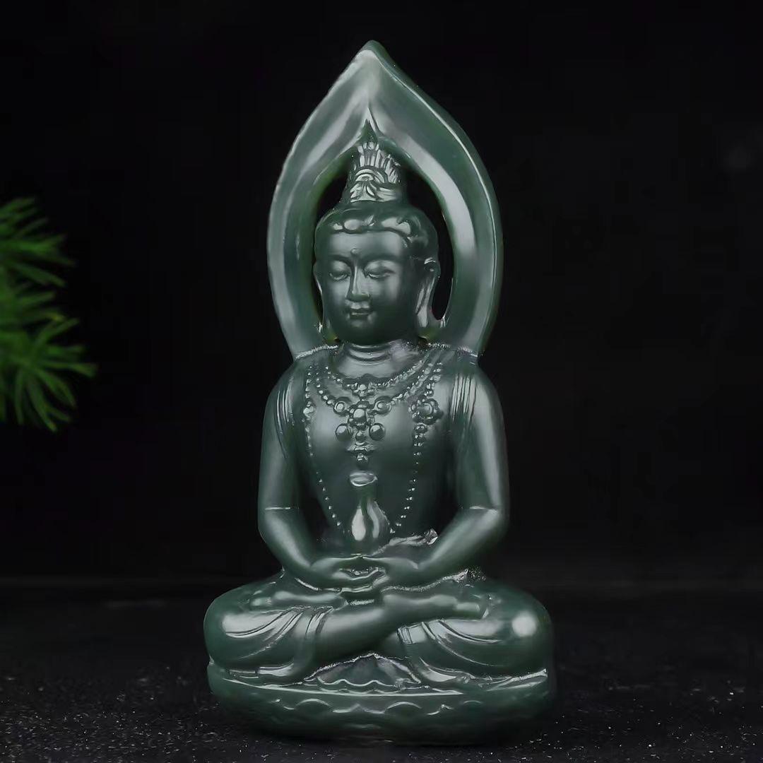 智贝详情图_1阿里一元拍卖新疆和田玉观音踏青细料玉坠挂件立体