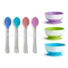 Cuchara de silicona con mango de acero inoxidable, multicolor, sensible a la temperatura, que cambia de color, para bebé y niños