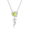Piedra de Cristal Natural Nunca se Desvanece Collar con Diseño de Rosa Collar de Plata S925 Colgante de Piedra Preciosa de Corte Floral de Alta Gama