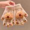 Luvas Kapibala Fofas para Crianças Luvas de Inverno para Bebê Espessadas Quentes e Anticongelantes Luvas de Cinco Dedos para Escrever