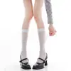 Meias cano alto brancas vazadas para mulheres, meias Lolita puro desejo JK, meias largas versáteis finas de primavera/verão, meias de algodão respiráveis cinzas
