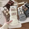 Botas y Calcetines de Algodón para Niñas con Lazos, Calcetines con Puño Estilo Bosque, Calcetines Gruesos de Lana Tejida Cálidos para Pantorrilla, Otoño e Invierno