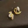 Brincos de tarracha geométricos de corda torcida em ouro 18K genuíno com banho espesso e zircônia, luxo leve e elegantes para o dia a dia, brincos com pino de prata 925