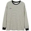 Camiseta de Rayas Capa Base para Mujer Otoño 2025 Nueva Sudadera de Cuello Redondo y Manga Larga Estilo Coreano Top Sudadera Base