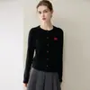 Suéter chaqueta de punto cálido cómodo de estilo popular nuevo para otoño e invierno, 100% cachemira pura, botones de colores, moda juvenil, cuello redondo