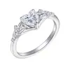 Anillo Corazón de Plata de Ley S925 con Circonita Transfronterizo Europeo y Americano Anillo de Plata de Ley de Gama Alta Nicho Fila de Anillos de Plata Trenzada con Diamantes