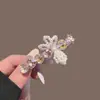 Presilha de Cabelo Laço Pérola Cristal Coração Amor Coreano Luxo Leve Doce Menina High-End Para Franja Presilha Bico de Pato