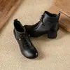 Nuevas Botas Cortas de Cuero con Tacón Grueso para Mujer Otoño e Invierno 2025, Punta Redonda Retro, Suela Suave Cómodas y Versátiles Botas Elegantes Botas Individuales