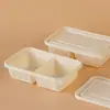 Caja de Almuerzo Biodegradable Desechable Tres Compartimentos Dos Compartimentos Rectangular para el Hogar Picnic Camping Estilo Caja de Embalaje para Frutas Caja de Almuerzo con Compartimentos