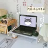 Suporte organizador de caixa de armazenamento para monitor de computador PAD, prateleira de armazenamento fofa, base de dois níveis para escritório, dormitório
