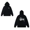 Sudadera con capucha de terciopelo Stu de peso pesado europea y americana para hombres y mujeres, Sudadera con capucha de punto holgada bordada versátil