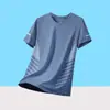 Camiseta de Seda de Gelo de Manga Curta para Homens no Verão Solta Gola Redonda Versátil Seda de Gelo Manga Curta Esportiva Casual Secagem Rápida Tops para Homens
