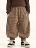 Pantalones de Pana a Cuadros con Forro de Polar Changguo Clothing para Niños, Invierno, con Polar Integrado y Puños Elásticos